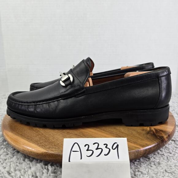 Allen Edmonds Arezzo Italian Black Leather Casual Horse Bit Loafer Mens 11 D - Picture 1 of 14